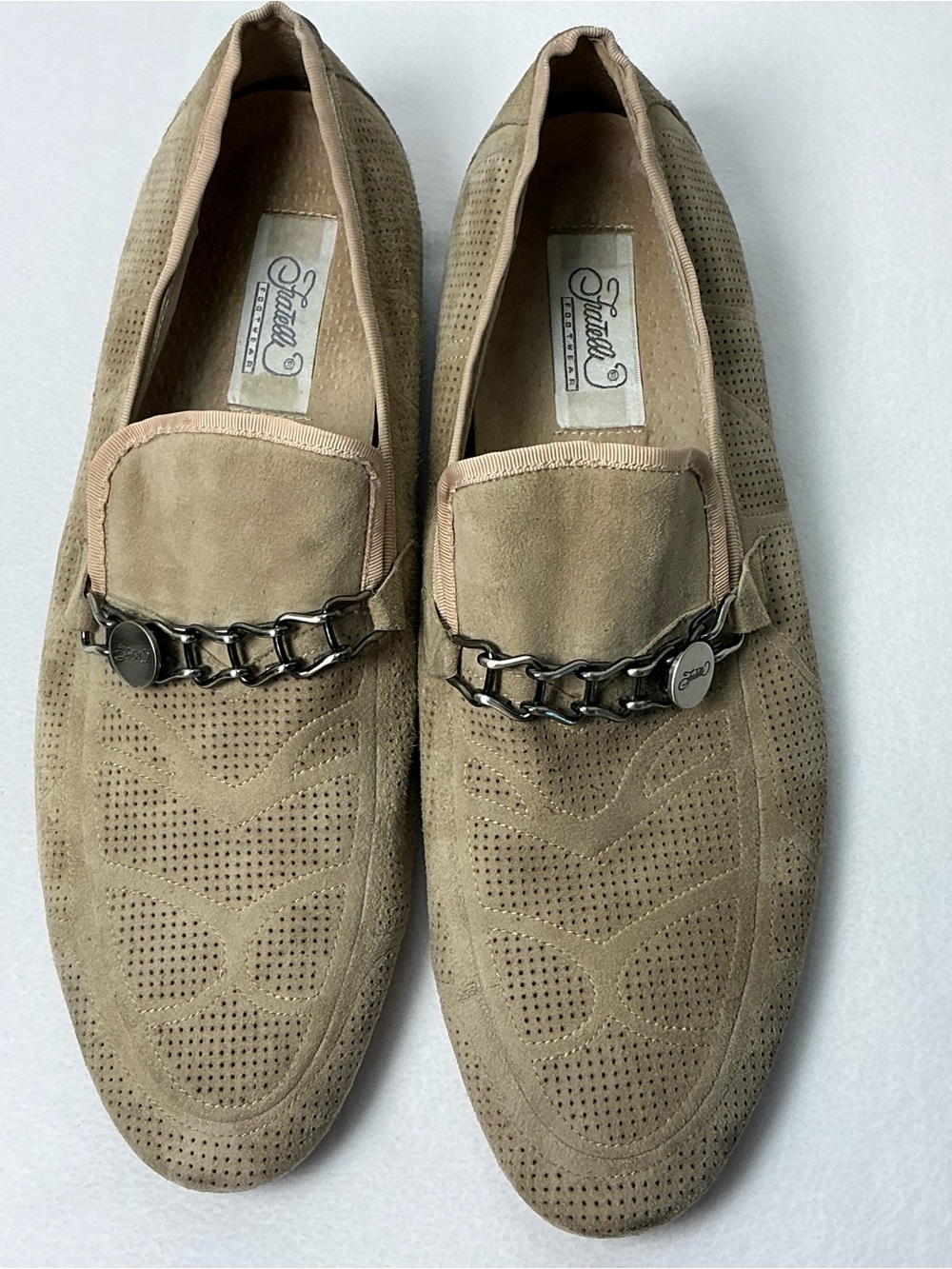 Fratelli Footwear Men 13 Suede Leather Chain Loafers Y2K